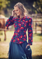 Mandarin Collar Long Sleeve Purple Shirt Top
