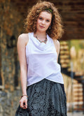 Degaje Neck Sleeveless White Authentic Blouse Top