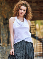 Degaje Neck Sleeveless White Authentic Blouse Top
