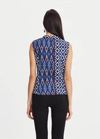 Ethnic Printed Button Down Blue Patch Shirt