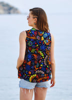 Floral Patterned Dip Hem Button Down Shirt