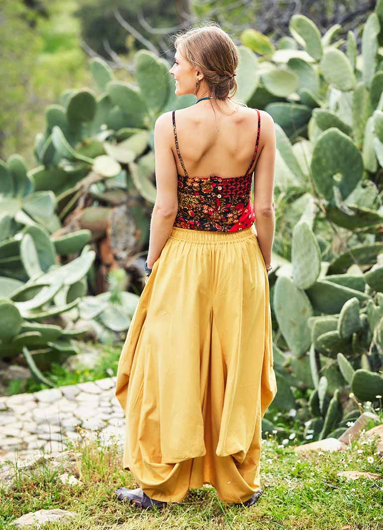 Hippie Style Asymmetrical Hem Elastic Waist Wholesale Long Skirt