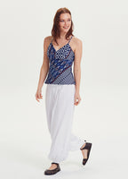 Elastic Waist Medium Rise White Harem Pants