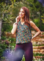 Ethnic Patterned Double Breasted Black Blouse Top
