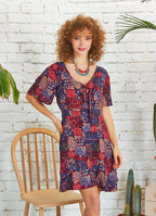 Frill Hem Red Print Tie Front Cut Out Mini Dress