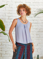 Scoop Neckline Sleeveless Boho Gray Backless Top