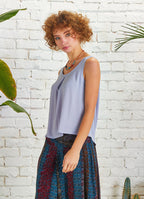 Scoop Neckline Sleeveless Boho Gray Backless Top