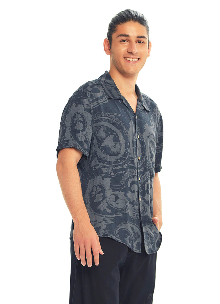 Gray Patterned Comfortable Fit Men's Shirt