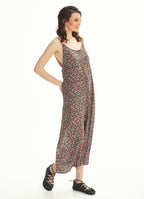 Loose Fit Orange Mountain Flower Jumpsuit