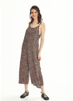 Loose Fit Orange Mountain Flower Jumpsuit