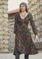 Boho Style Ruffle Sleeve Mink Patterned Dress