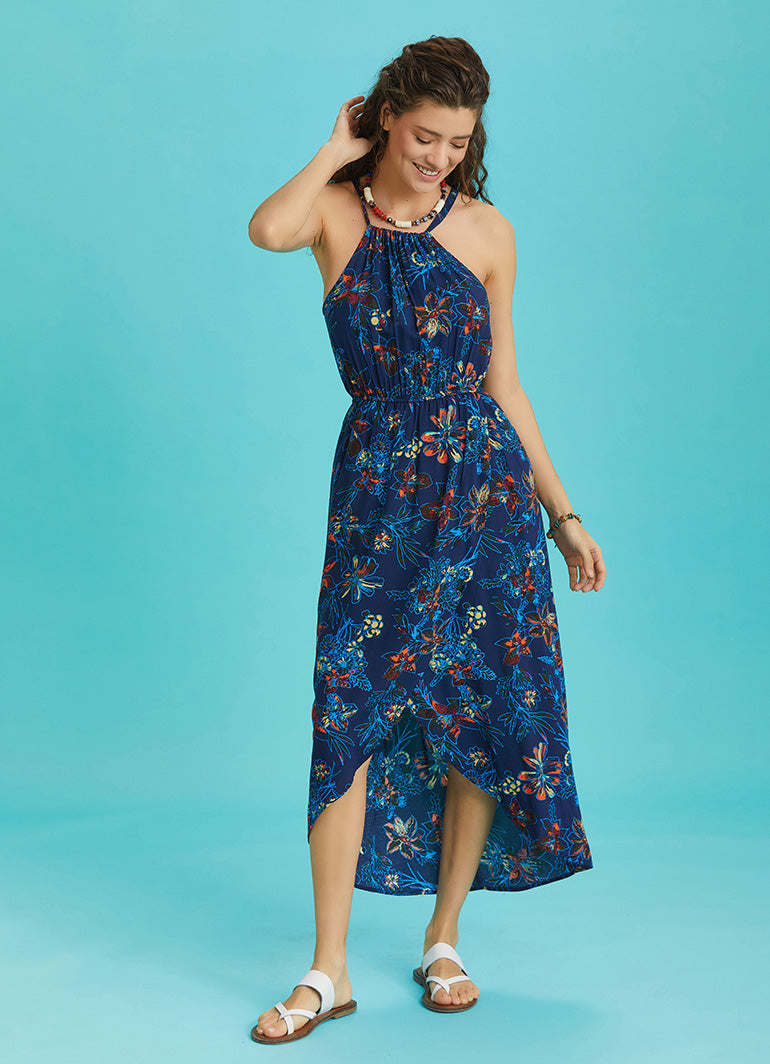 Floral Halter Neck Summer Dress