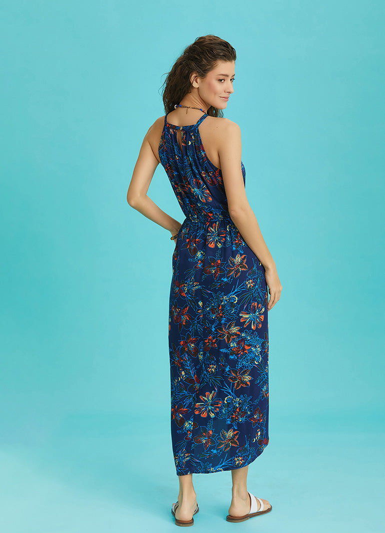 Floral Halter Neck Summer Dress