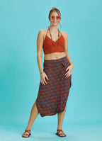 Floral Print Elastic Waist Capri Skirt Pants
