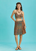 Boho Chic Paisley Print Patchwork Mini Skirt