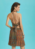 Boho Chic Paisley Print Patchwork Mini Skirt