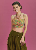 Cut Out Front Detail Cotton Print Bralette Top