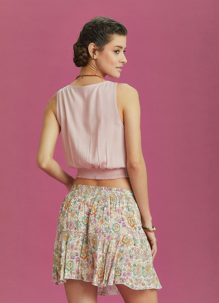 Boho Chic Style Print Ruffled Mini Skort