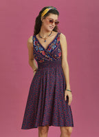 Double Breasted Neck Bohemian Style Flowers Patterned Dress