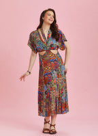 Boho Chic Style Ethnic Printed Cut Out Dress