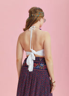 Back Cup Halter White Plus Size Top