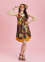 Khaki Print Front Pocket Detail Sundress