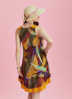 Khaki Print Front Pocket Detail Sundress
