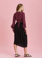 Button Closure Wrap Front Black Plus Size Skirt