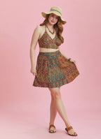 Boho Chic Paisley Print Patchwork Plus Size Skirt