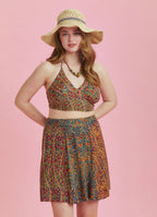 Boho Chic Paisley Print Patchwork Plus Size Skirt