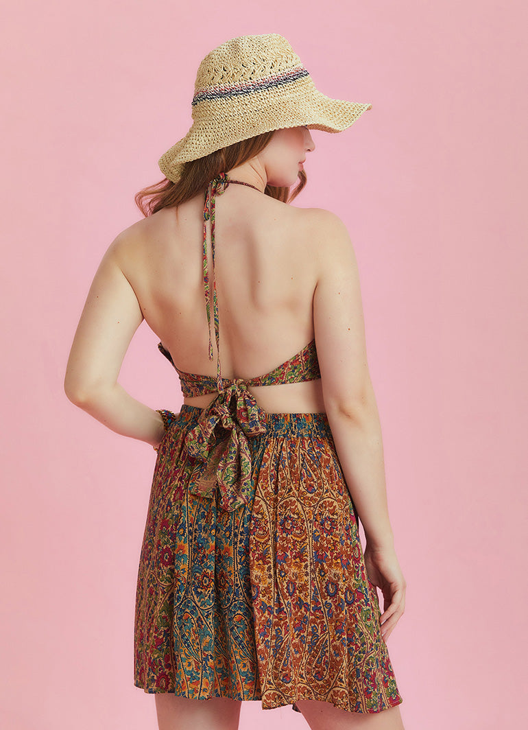 Boho Chic Paisley Print Patchwork Plus Size Skirt