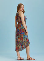 Ethnic Patterned Halter Neck Plus Size Dress