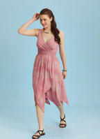 Double Breasted Collar Layered Boho Stylish Batik Dress