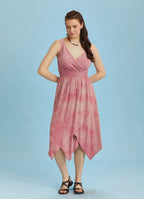 Double Breasted Collar Layered Boho Stylish Batik Dress