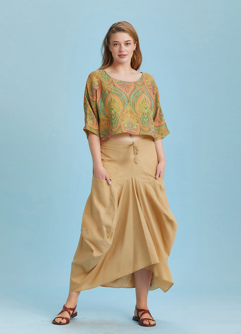 Asymmetrical Hem Detail Hippie Style Plus Size Skirt