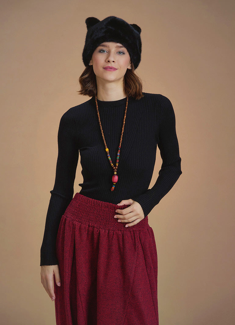 Slim Fit Black Winter Sweater
