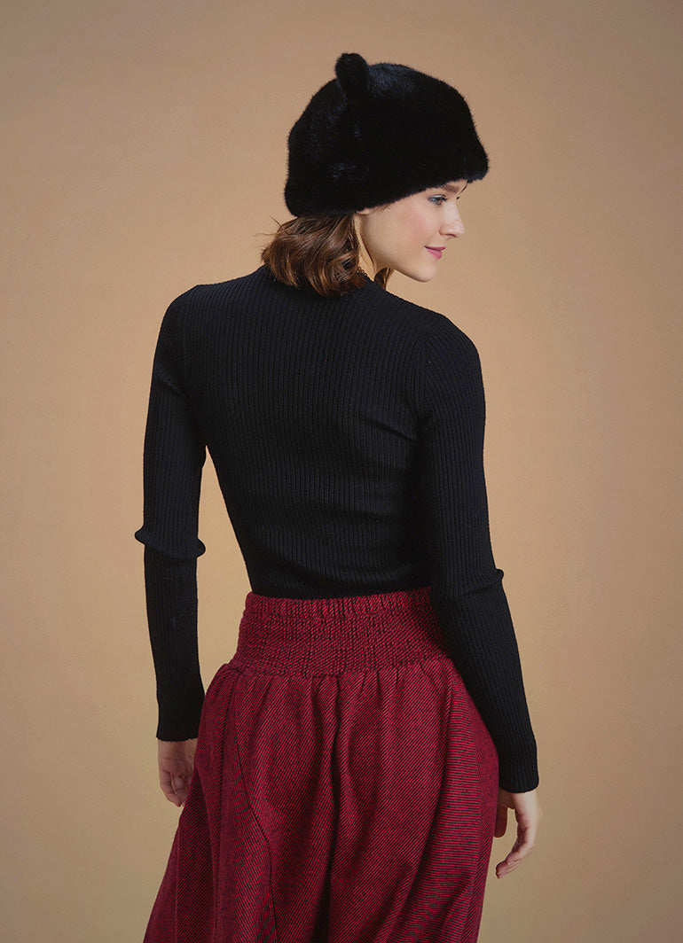 Slim Fit Black Winter Sweater