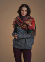 Authentic Patterned Brown Tassel Shawl