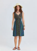 V Neck Strapless Elasticated Waist Floral Dress 4830