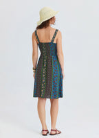 V Neck Strapless Elasticated Waist Floral Dress 4830