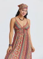 Thin Strapped Backless Orange Ethnic Dress 4821