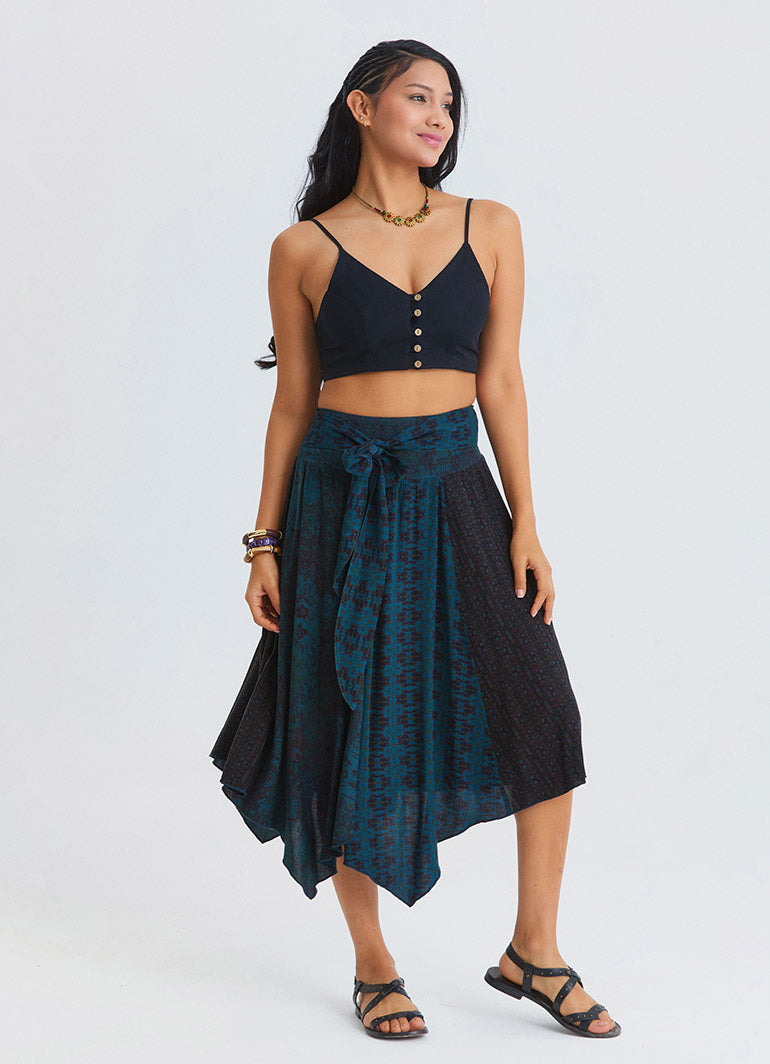 Black Crop Top with Thin Straps and Button Detail 4916