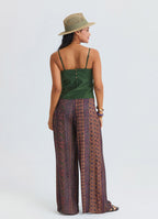 High Waist Wide Leg Ethnic Patterned Womens Palazzo Trousers 4872