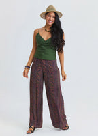 High Waist Wide Leg Ethnic Patterned Womens Palazzo Trousers 4872