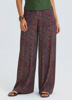 High Waist Wide Leg Ethnic Patterned Womens Palazzo Trousers 4872