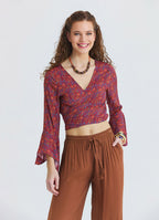 Corded Waistband, Pleated, Pockets  Coffee Coloured Wide Leg Trousers 4859