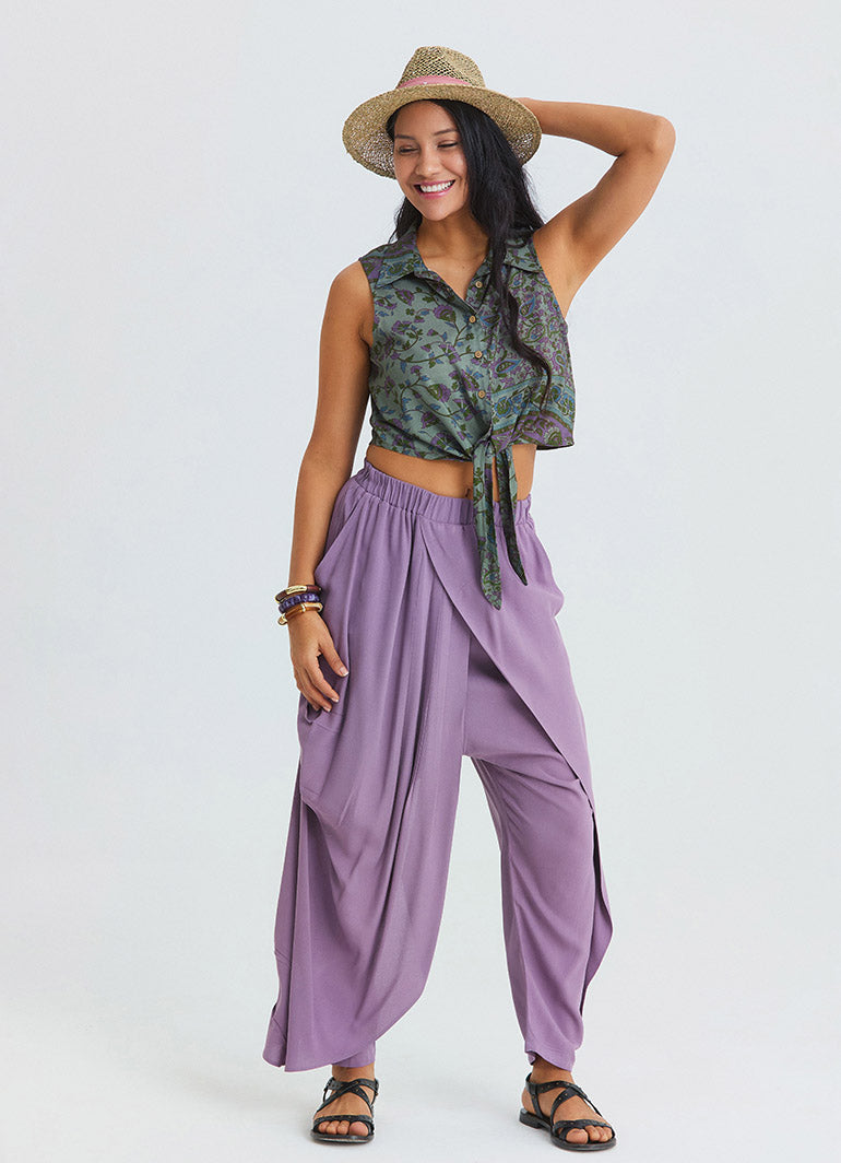 Shirt Collar Asymmetrical Cut Agora Crop Blouse 4963