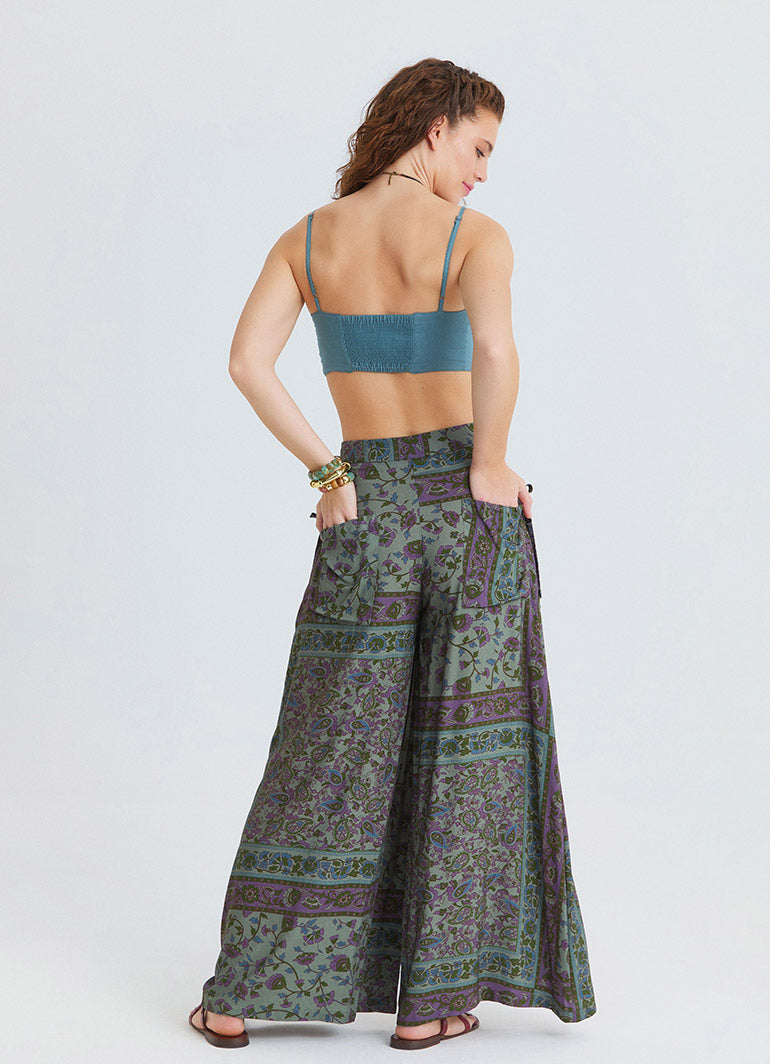Loose Fit Pocket Detail Agora Floral Trousers 4870