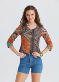 Collar Button Detail Coffee Authentic Blouse 4886
