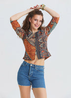 Collar Button Detail Coffee Authentic Blouse 4886